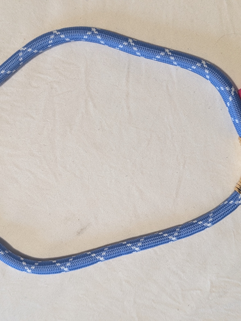 Blue Braided Rope Necklace with White Accents